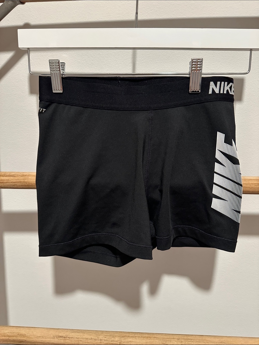 Nike Black Women's Dri-FIT Bike Shorts with White Logo